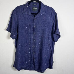 Rodd & Gunn Blue Linen Short Sleeve Button Up Cabana Shirt Men’s Size Large